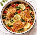 one-pot chicken and vegetables with lemon, garlic, and herbs